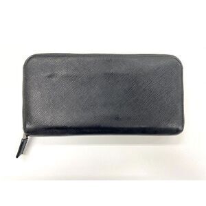 Prada Saffiano Leather Round Zipper Long Wallet Long Wallet Black Made In Italy